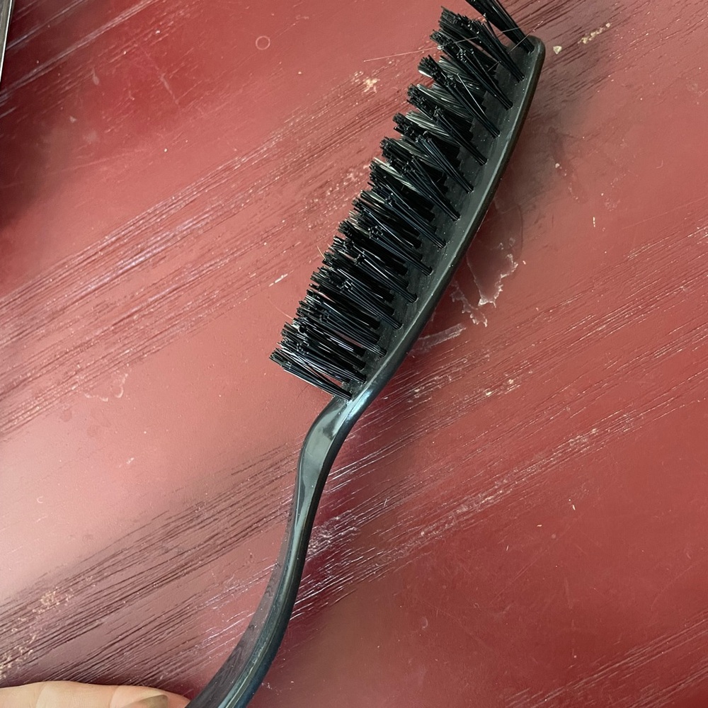 Black Hairbrush with Curved Handle